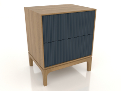 Bedside table FARGO 2 drawers with milled facades (dark cobalt, natural oak, option 2)