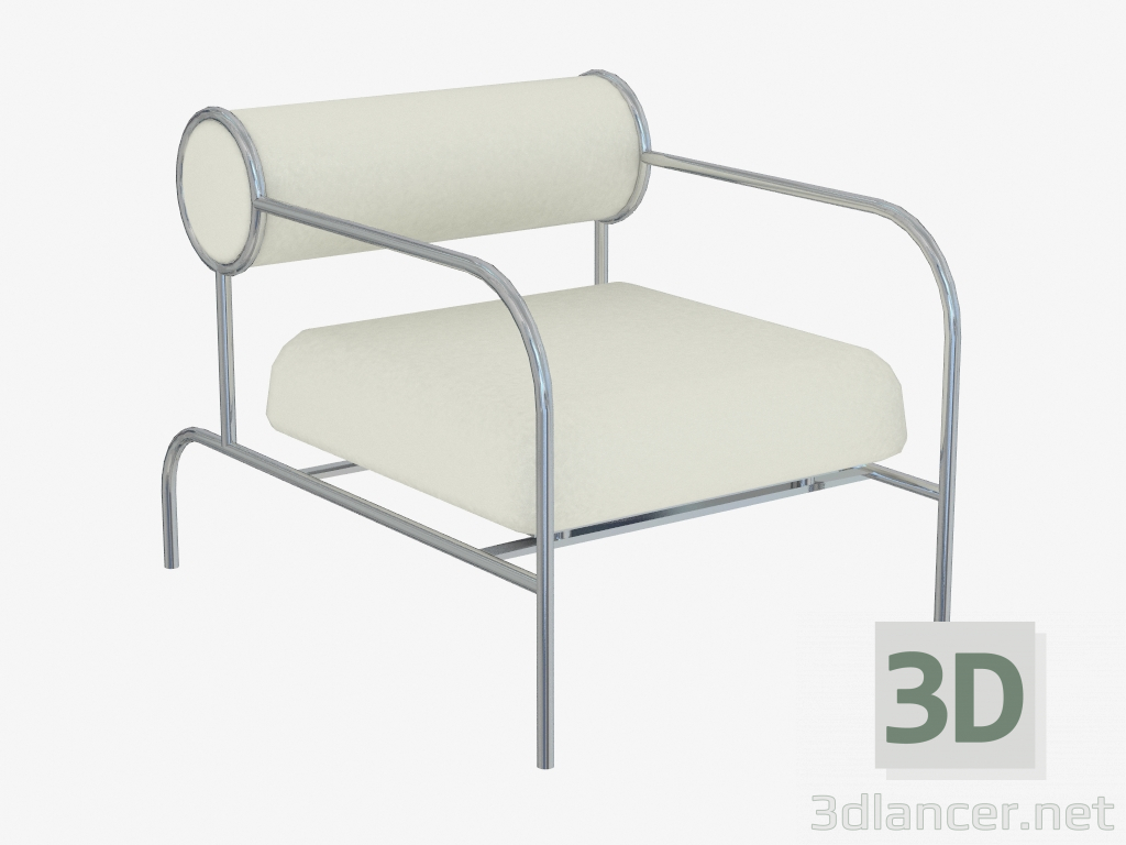 3d model Sillón con tapicería de cuero del sofá con los brazos - vista previa