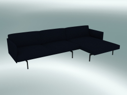 Canapé avec chaise longue Outline, droite (Vidar 554, Noir)