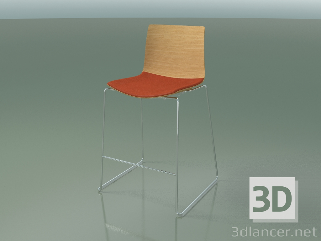 3d model Bar stool 0304 (on a sled, with a pillow on the seat, natural oak) - preview