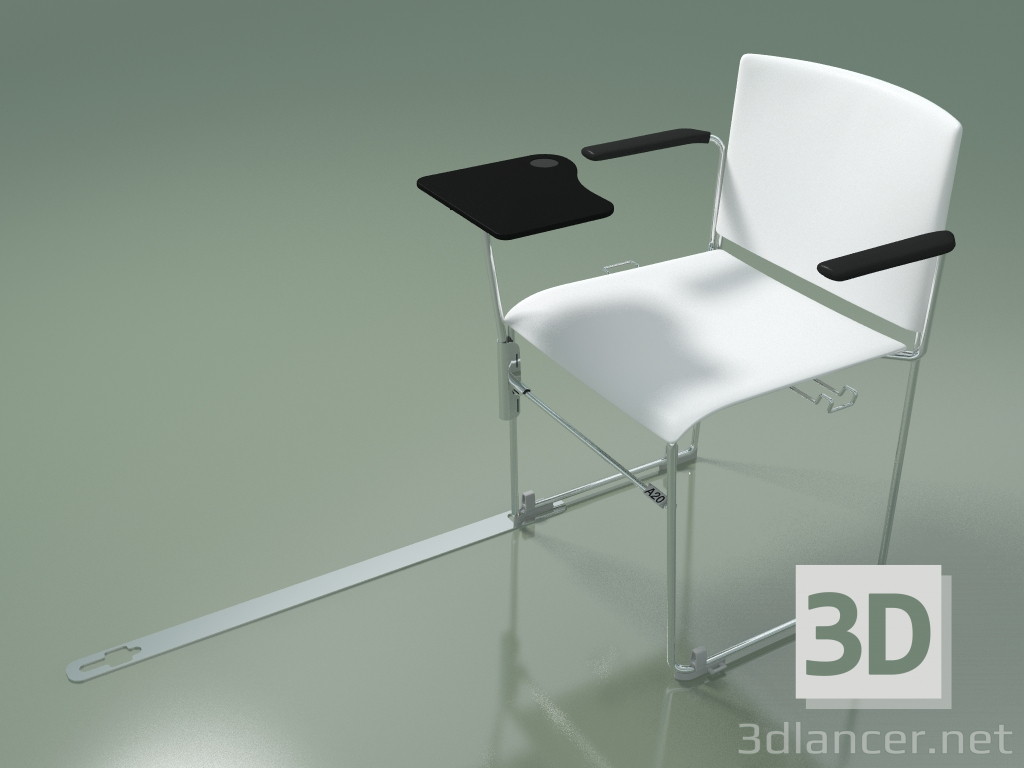 3d model Silla apilable con reposabrazos y accesorios 6603 (polipropileno blanco, CRO) - vista previa