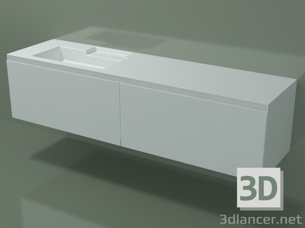 3d model Lavabo con cajones (sx, L 192, P 50, H 48 cm) - vista previa