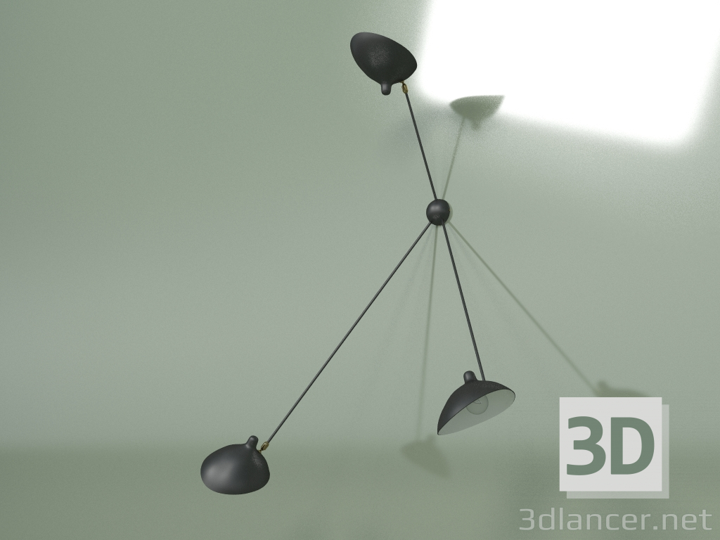 modello 3D Lampada da parete Spider 3 lampade (nero) - anteprima