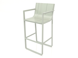 Tabouret avec dossier haut et accoudoirs (Gris ciment)