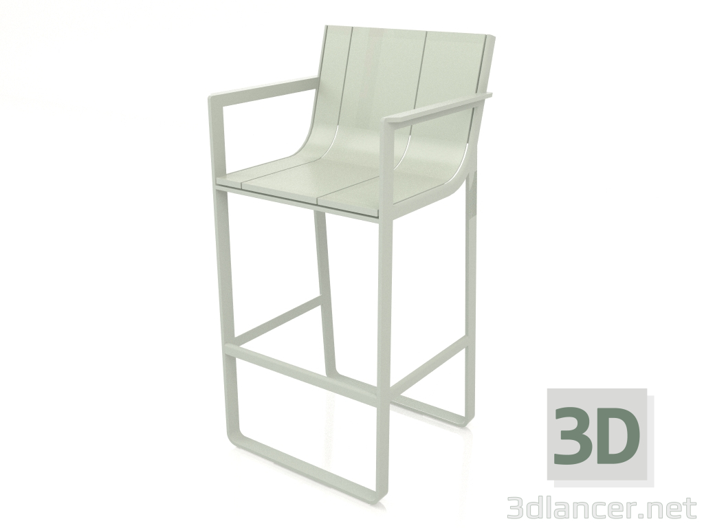 modello 3D Sgabello con schienale alto e braccioli (Grigio cemento) - anteprima