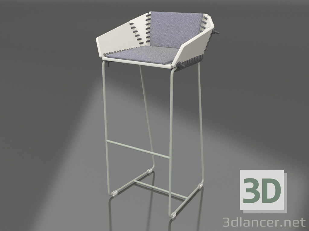 3d model High chair with back (Cement gray) - preview