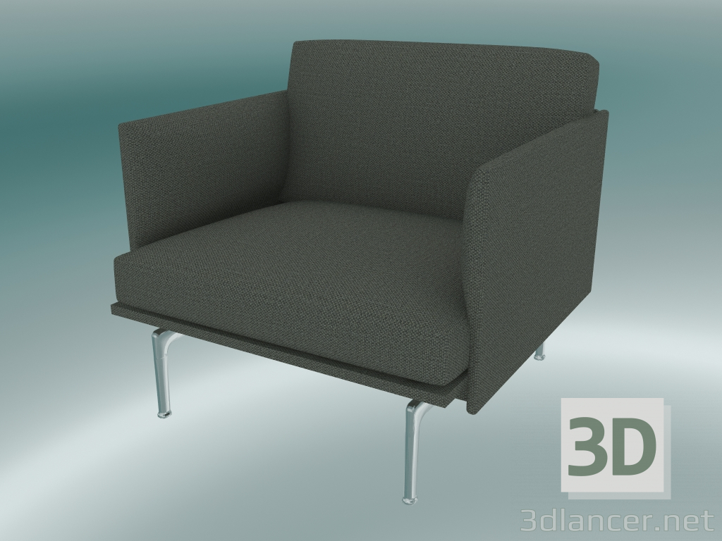 modello 3D Sedia studio Outline (Fiord 961, alluminio lucidato) - anteprima