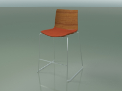 Barhocker 0304 (auf einem Schlitten, mit einem Kissen auf dem Sitz, Teak-Effekt)