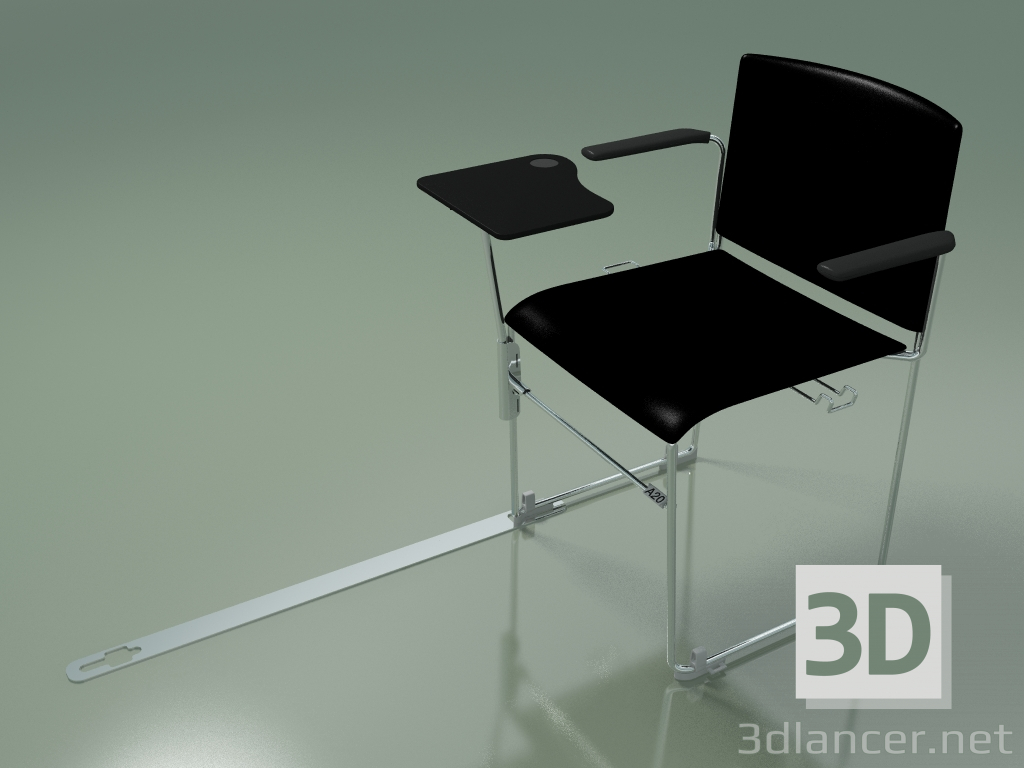 3d model Silla apilable con reposabrazos y accesorios 6603 (polipropileno negro, CRO) - vista previa