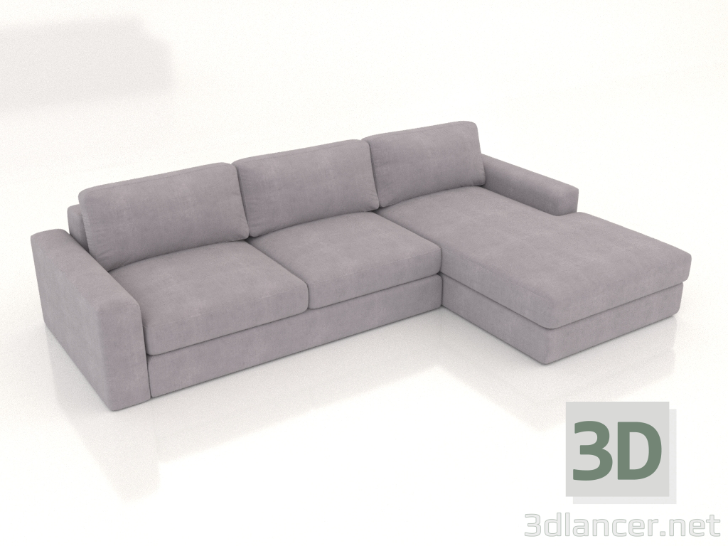 3d model PALERMO sofa with ottoman (upholstery option 1) - preview