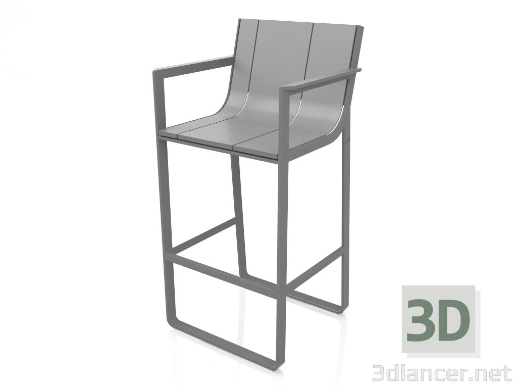 3d model Taburete con respaldo alto y reposabrazos (Antracita) - vista previa