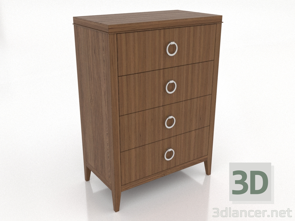 3D Modell Hohe Kommode (heller Nussbaum) - Vorschau 3D Modell Hohe Kommode (heller Nussbaum) - Vorschau