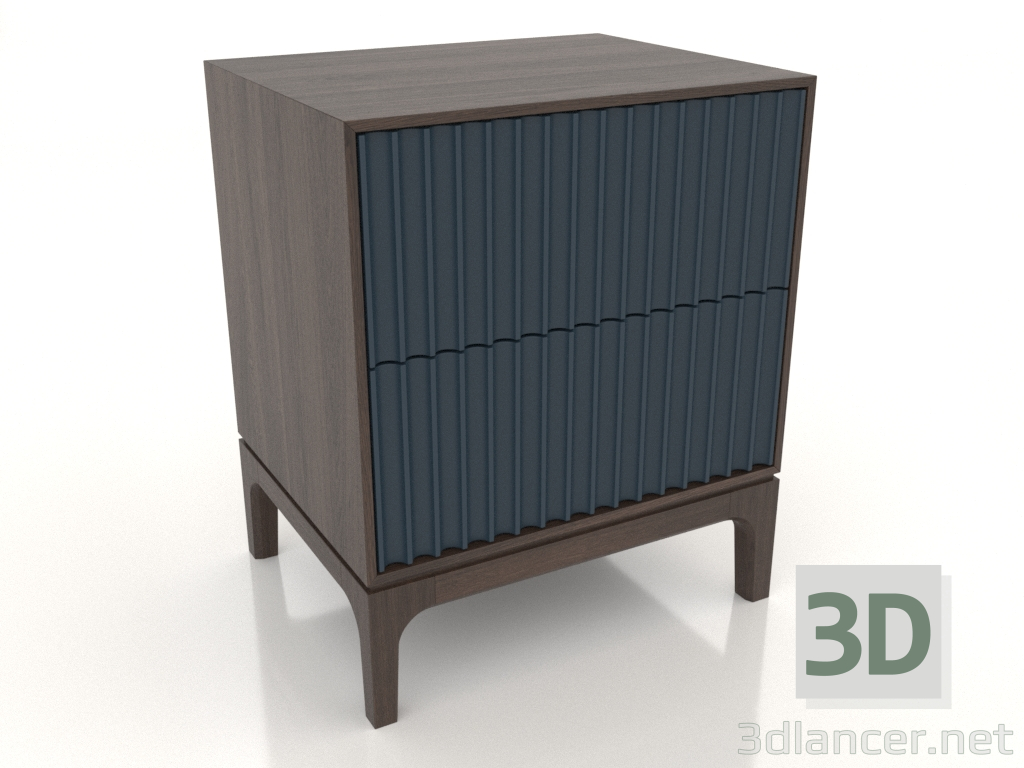 modèle 3D Table de chevet FARGO 2 tiroirs avec façades fraisées (cobalt foncé, chêne foncé, option 2) - preview