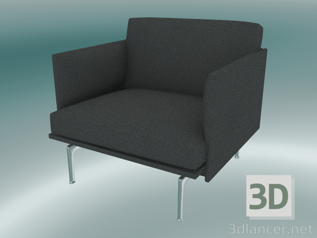 3d model Chair studio Outline (Hallingdal 166, Polished Aluminum) - preview