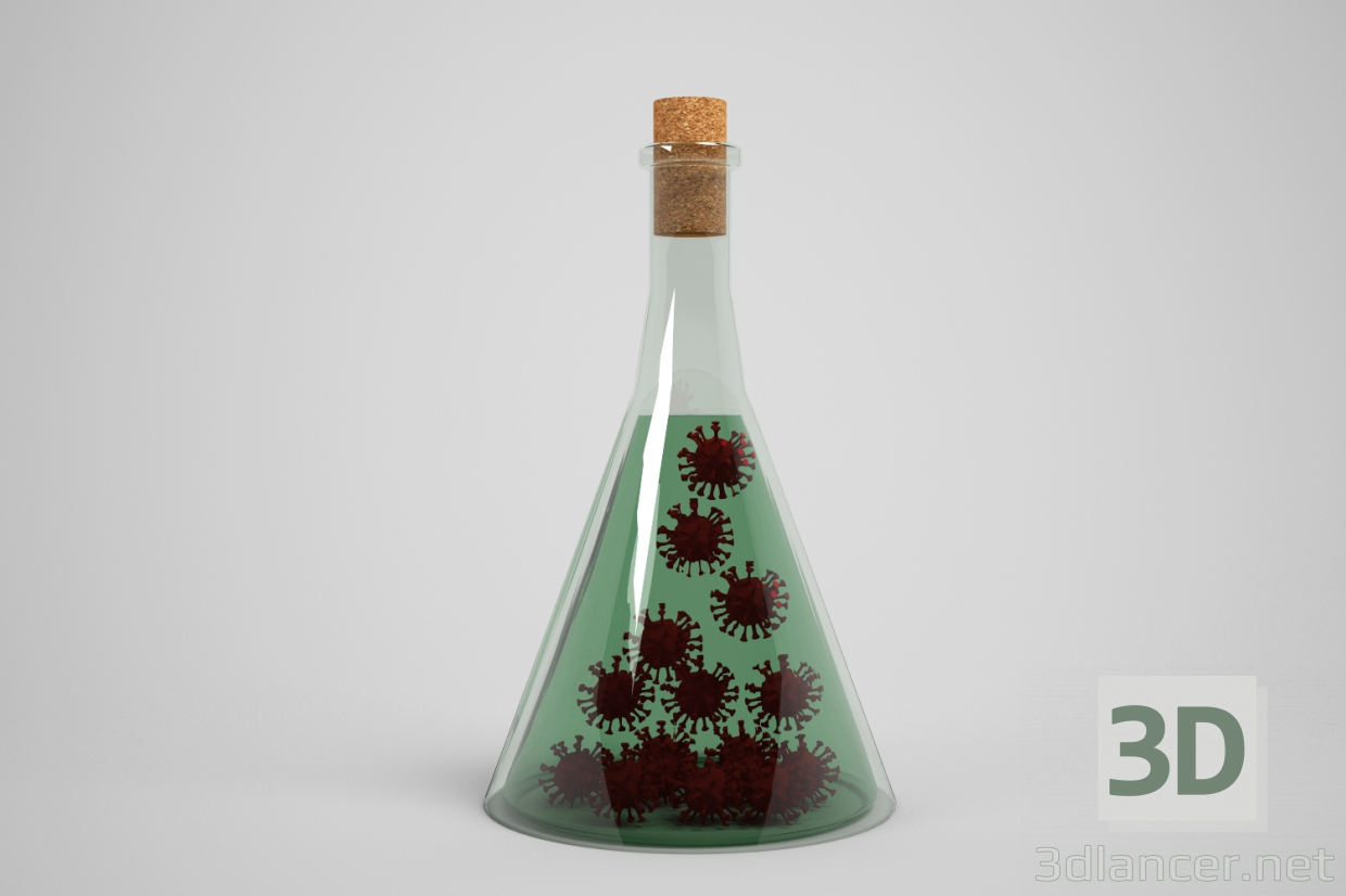 3d bottle covid19, bottle covid-19 model buy - render