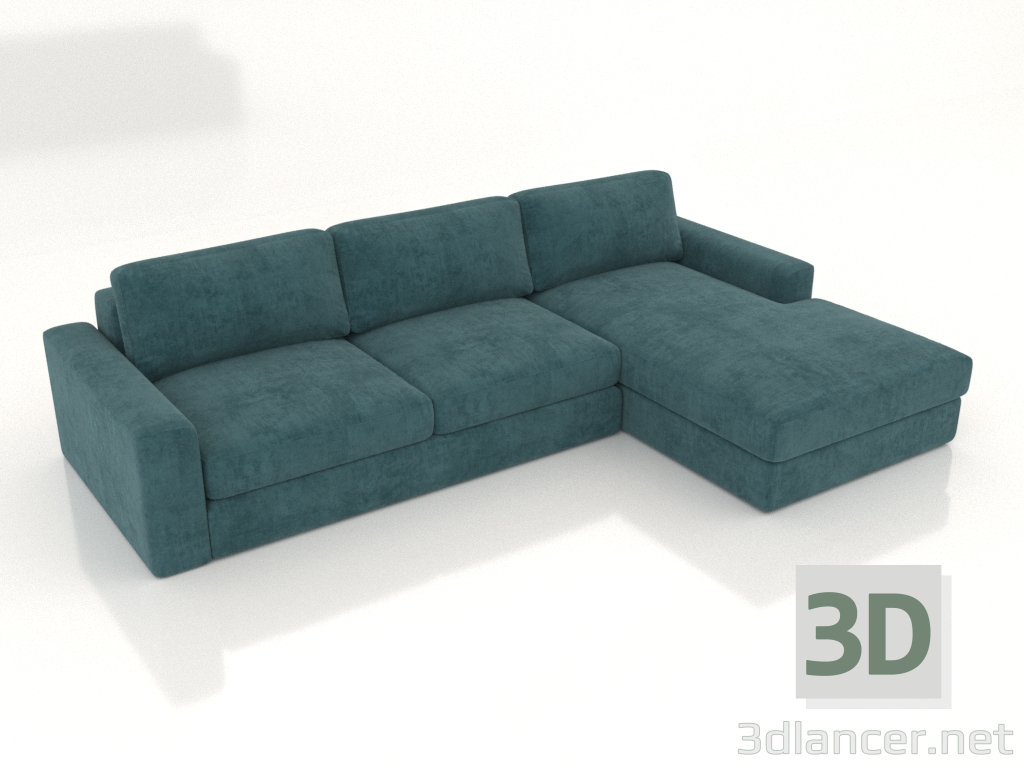 modèle 3D Canapé PALERMO avec pouf (option de rembourrage 2) - preview