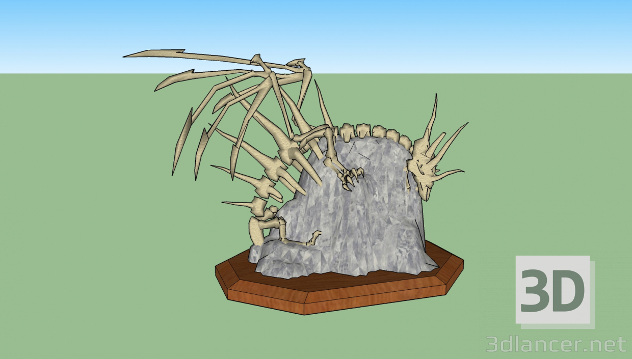 3d model dragón caído - vista previa