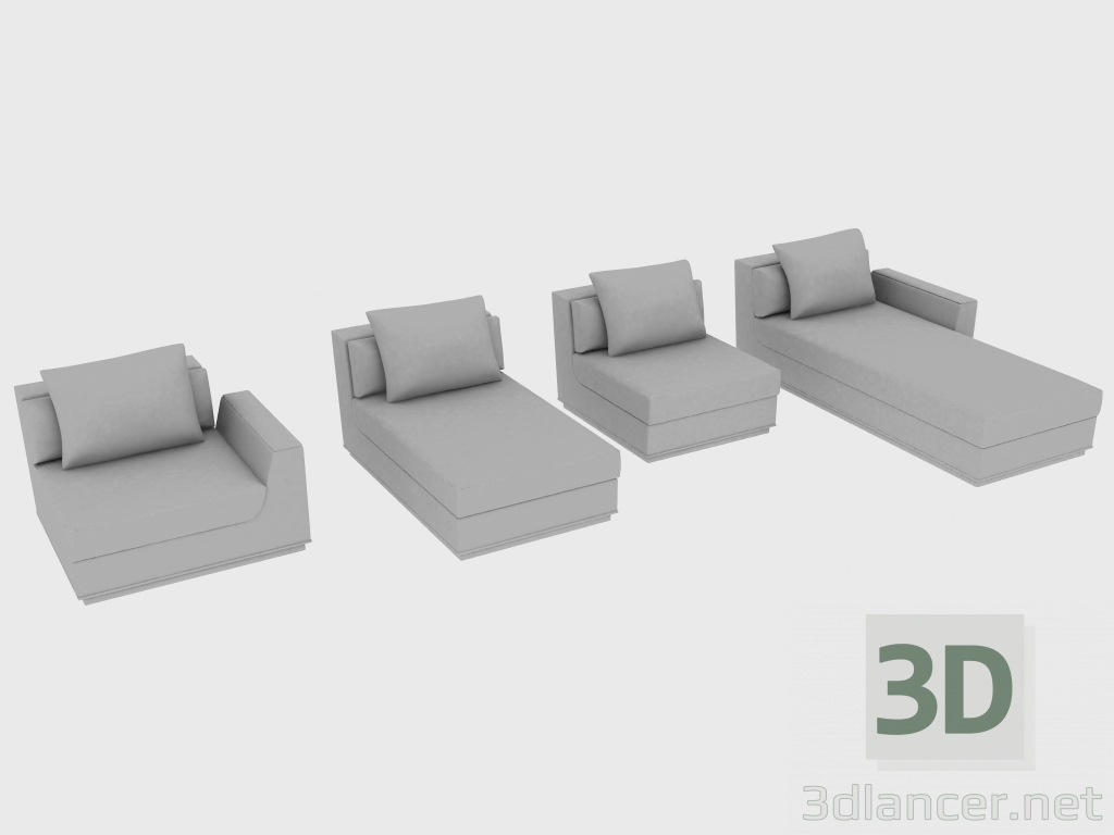 Modelo 3d Elementos de um sofá modular YURA - preview