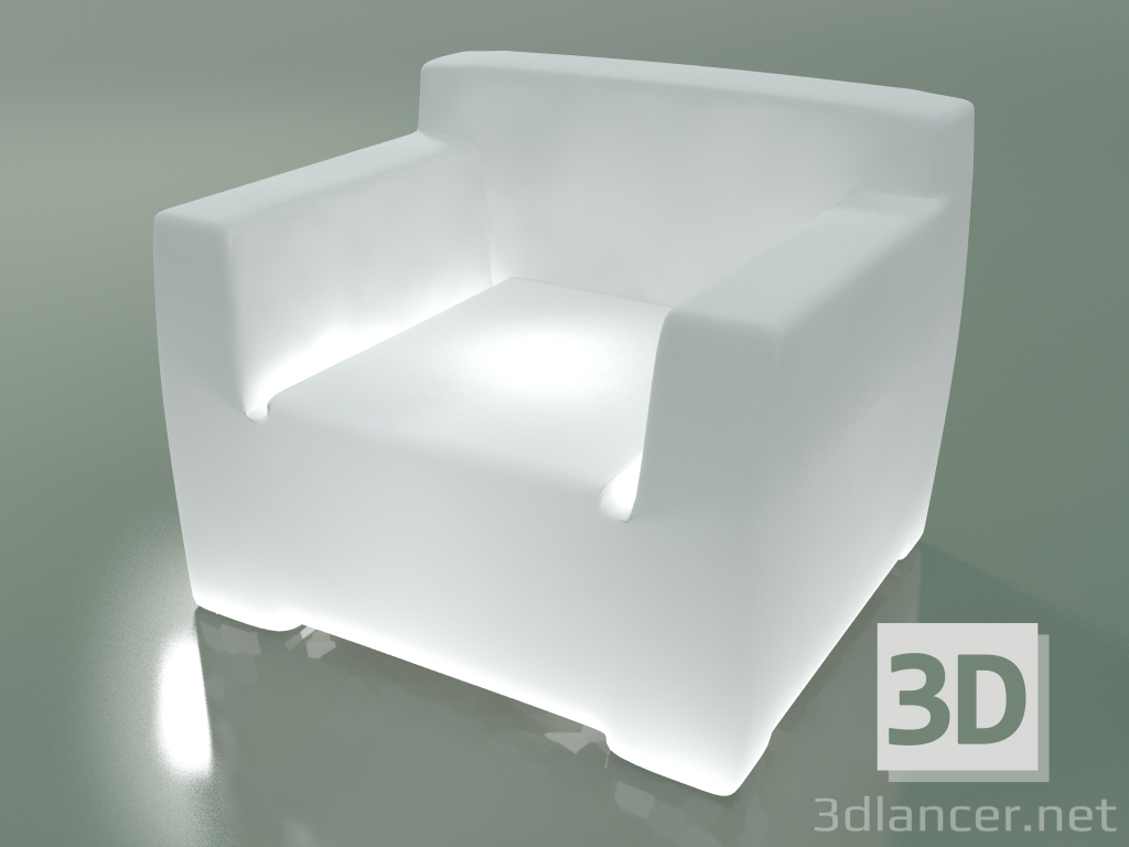 3d model Armchair in opal white polyethylene with InOut backlight (101L) - preview