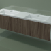 modèle 3D Lavabo double avec tiroirs (L 192, P 50, H 48 cm, Noce Canaletto O07) - preview