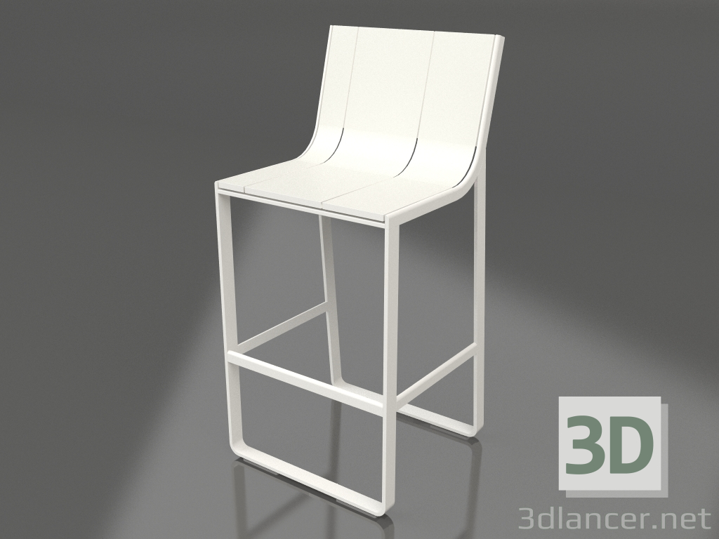 modello 3D Sgabello con schienale alto (Grigio agata) - anteprima