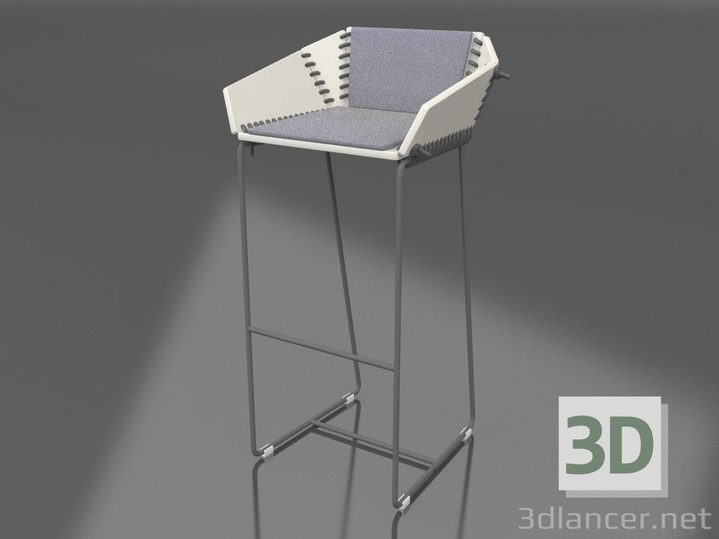 3D Modell Hochstuhl mit Rückenlehne (Anthrazit) - Vorschau