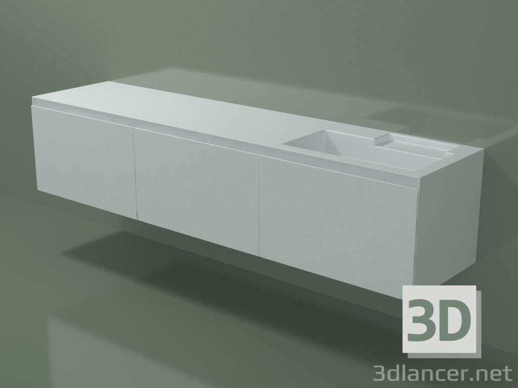 3D modeli Çekmeceli lavabo (dx, L 216, P 50, H 48 cm) - önizleme