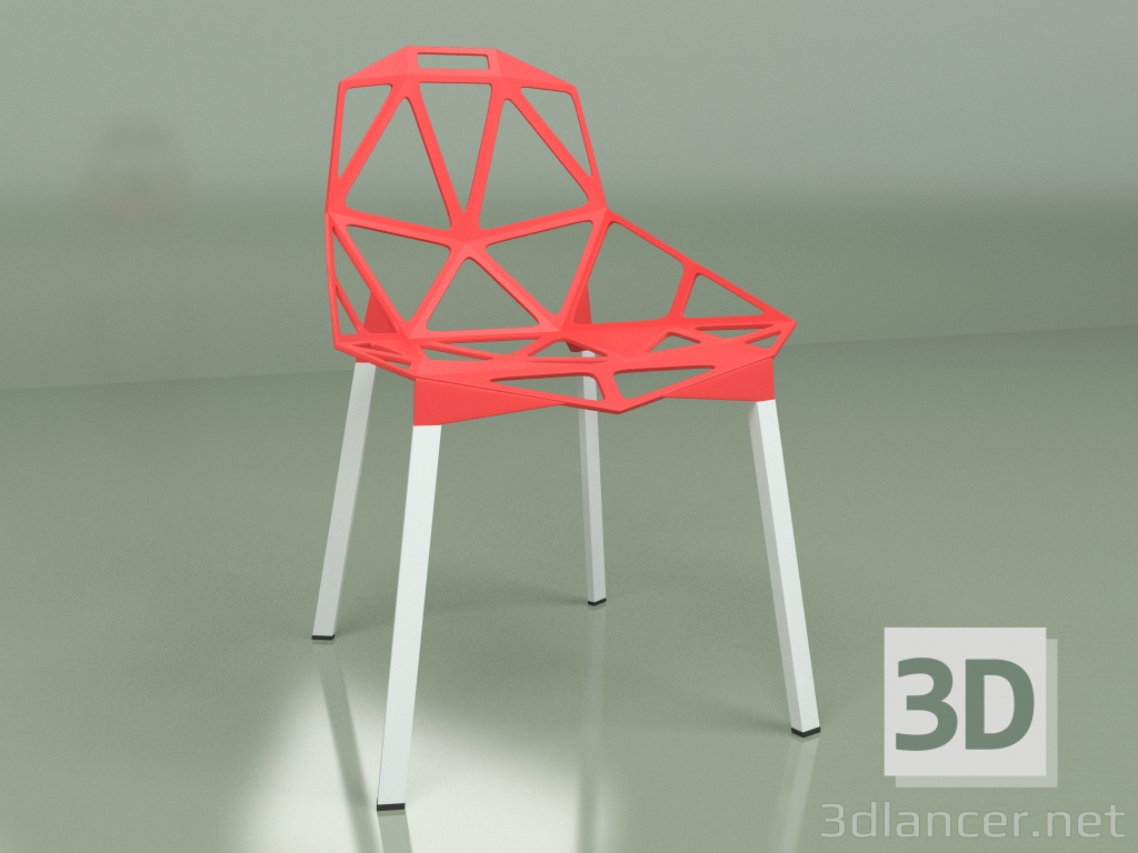 3d model Silla uno (roja) - vista previa