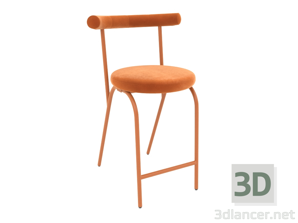 modèle 3D Chaise demi-bar Rohalyk (Mandarine) - preview