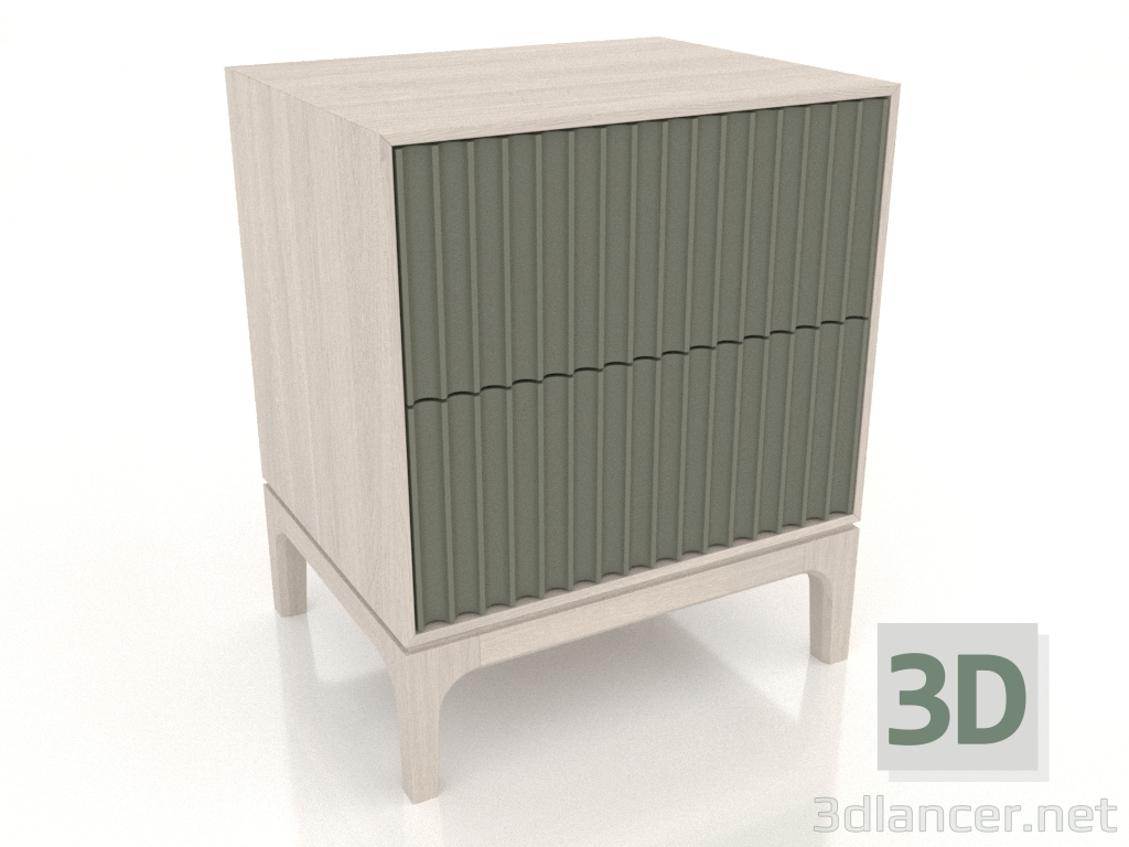 modèle 3D Table de chevet FARGO 2 tiroirs avec façades fraisées (olivier, chêne blanchi, option 2) - preview modèle 3D Table de chevet FARGO 2 tiroirs avec façades fraisées (olivier, chêne blanchi, option 2) - preview