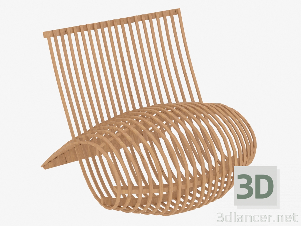 3d model Armchair made of natural bent wood Wooden - preview