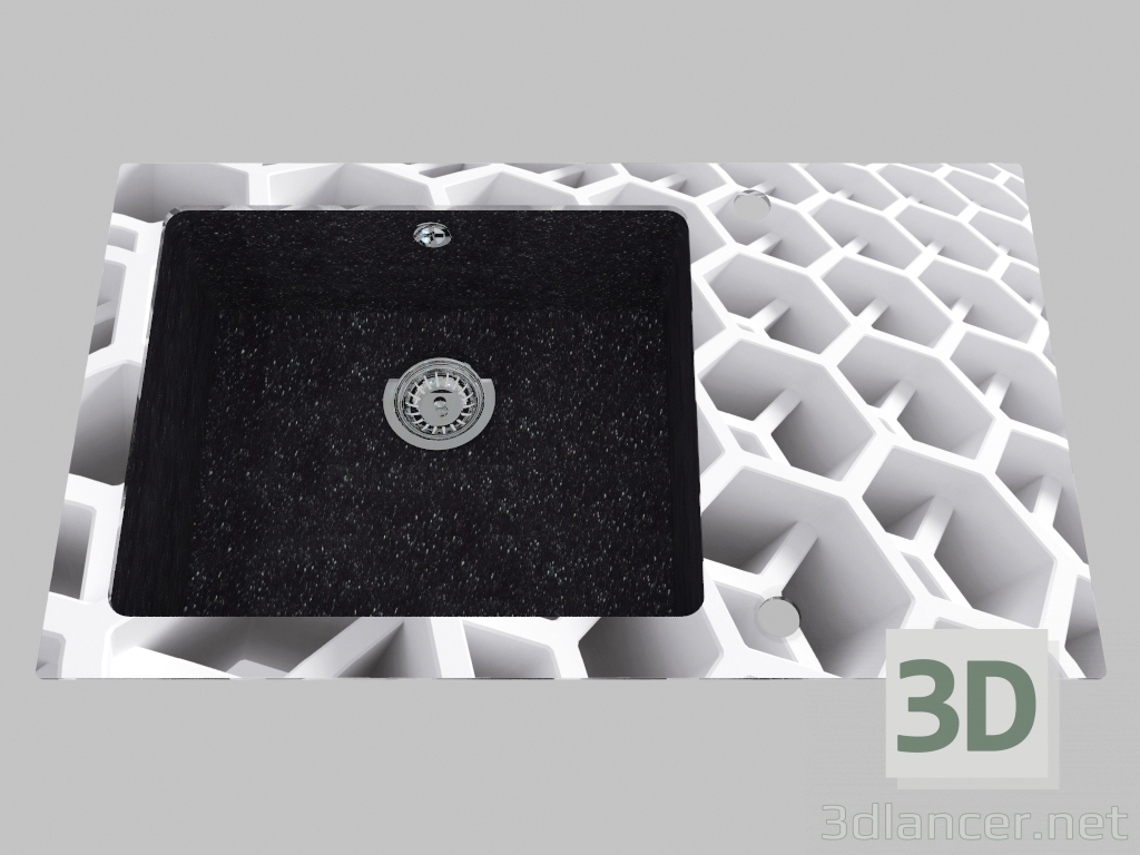 3D modeli Cam granit lavabo, kurutma için kanatlı 1 oda - Edge Diamond Capella (ZSC GC2C) - önizleme