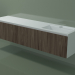 modèle 3D Lavabo avec tiroirs (dx, L 216, P 50, H 48 cm, Noce Canaletto O07) - preview