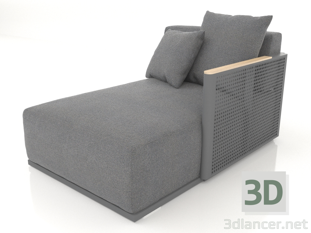 3d model Módulo sofá sección 2 derecha (Antracita) - vista previa