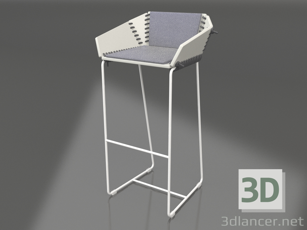 modello 3D Seggiolone con schienale (Bianco) - anteprima