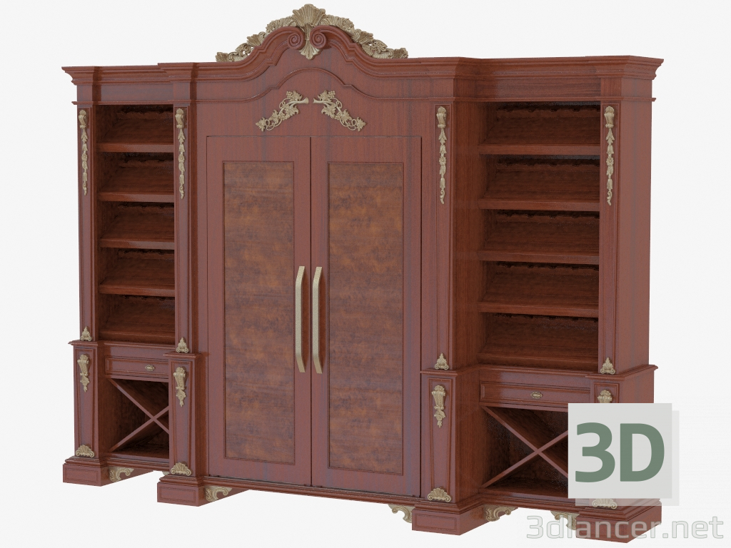 3D Modell Weinregal mit eingebautem Kühlschrank - Vorschau