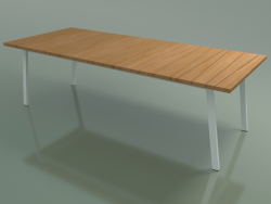 Tavolo da pranzo per esterno con piano in teak InOut (133, alluminio laccato bianco)