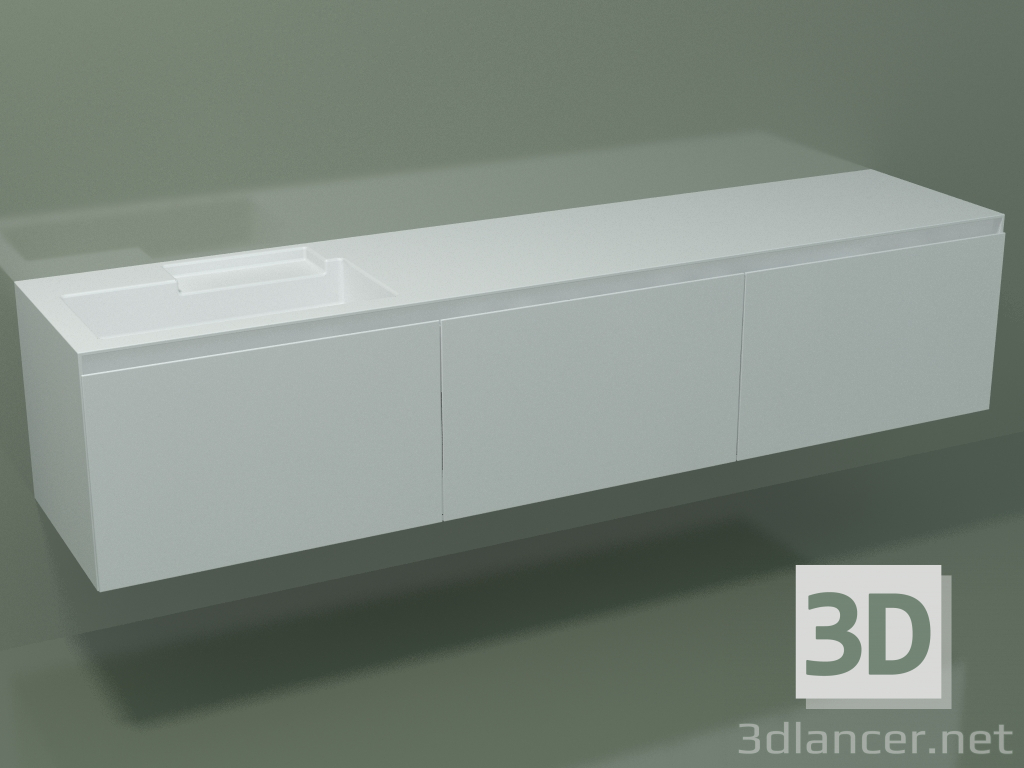 Modelo 3d Lavatório com gavetas (sx, L 216, P 50, H 48 cm) - preview