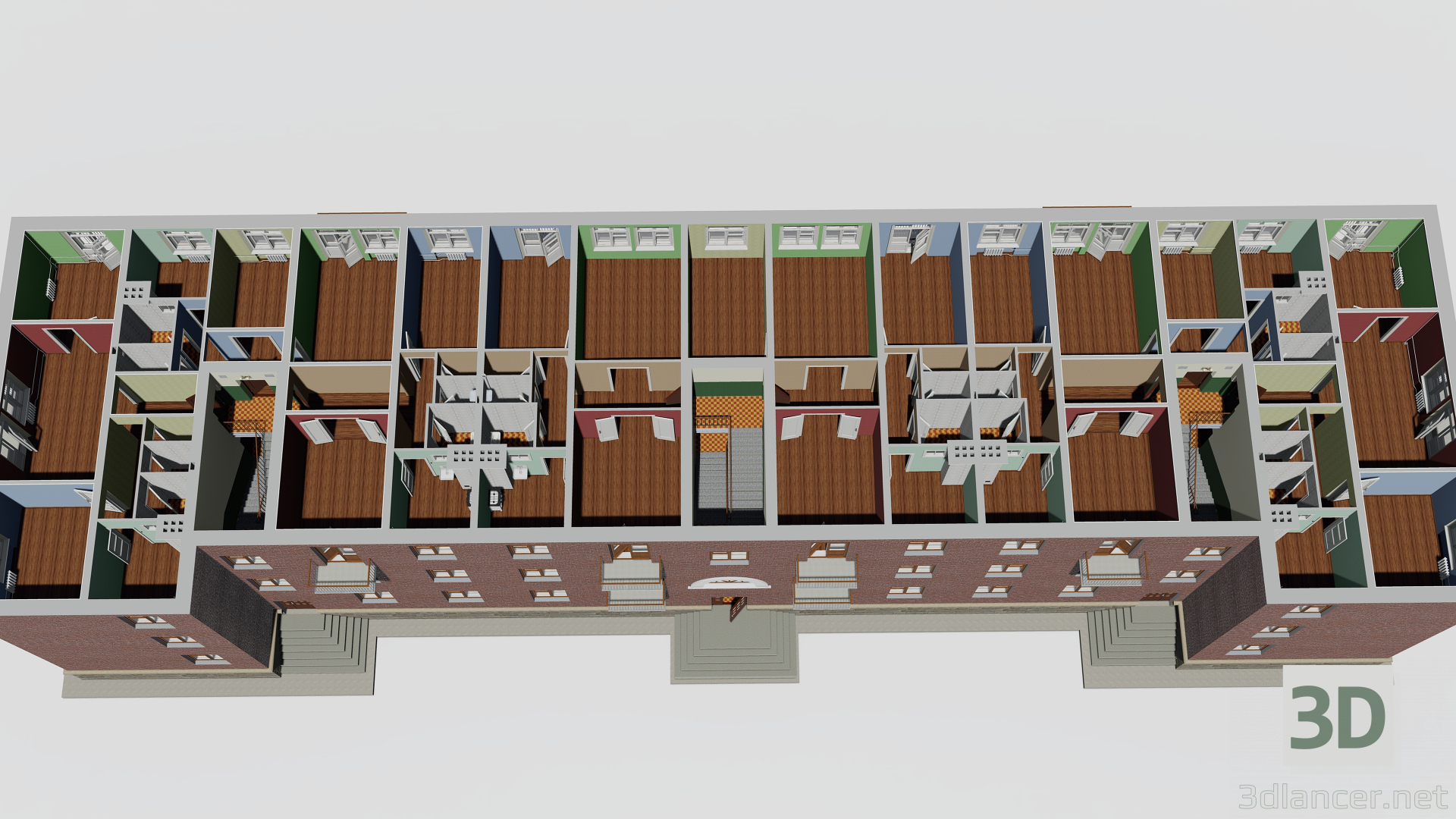 modello 3D di Edificio a tre piani 1-363-13 comprare - rendering