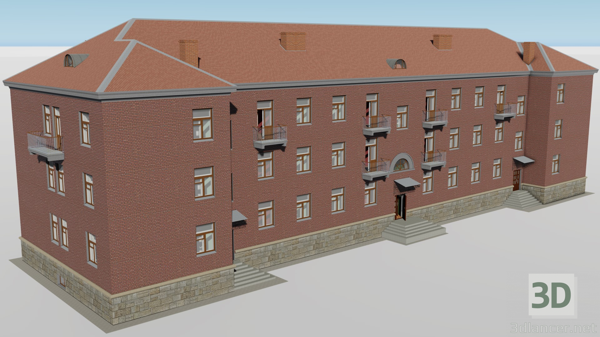 modello 3D di Edificio a tre piani 1-363-13 comprare - rendering