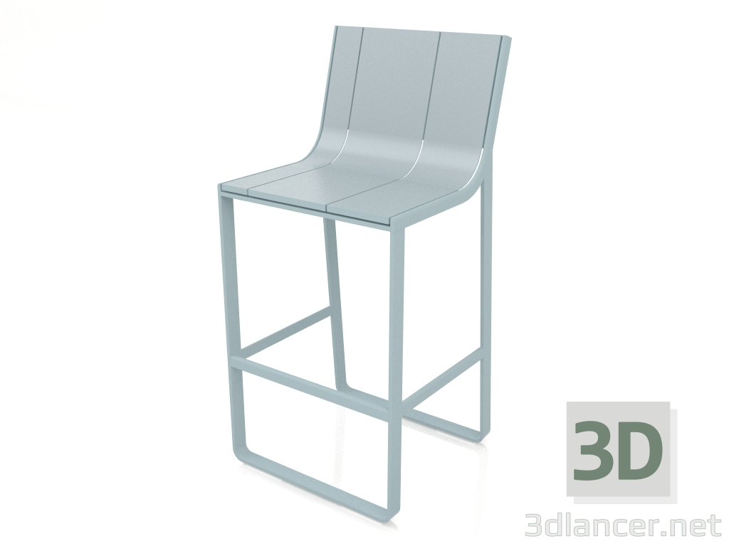 3D Modell Hocker mit hoher Rückenlehne (Blaugrau) - Vorschau