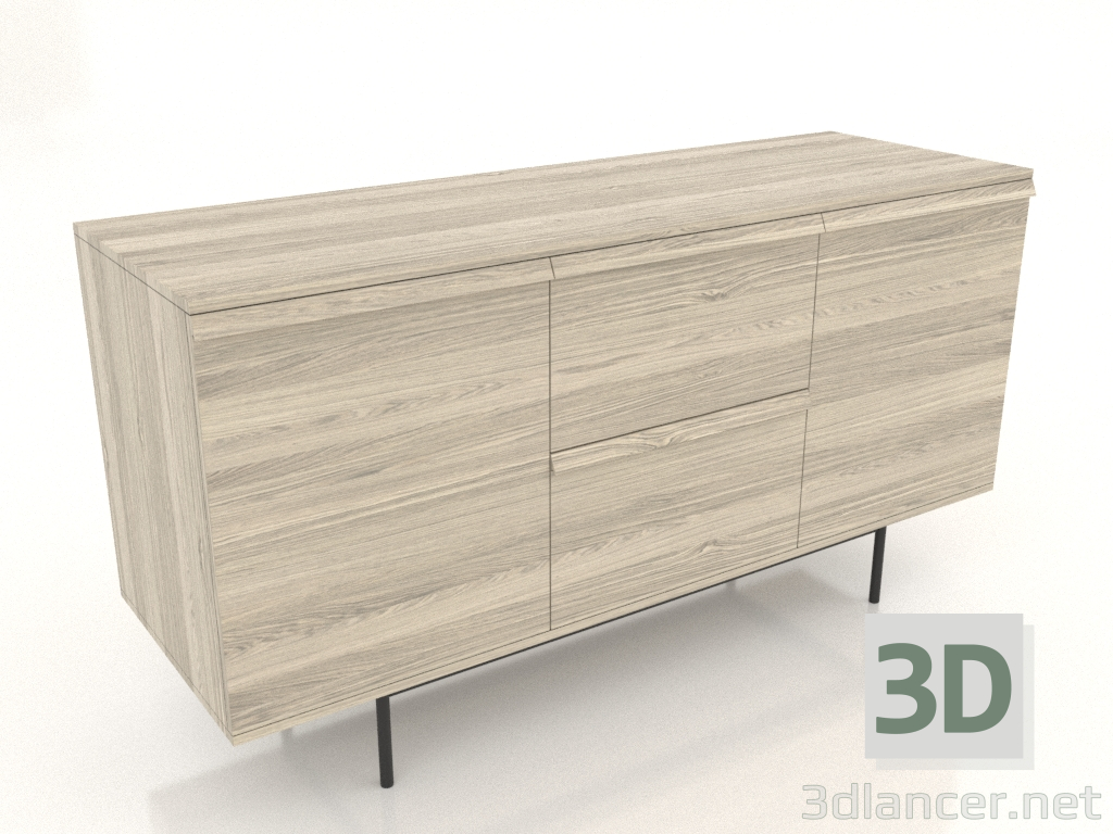 3d model Chest of drawers 2 METAL 1500x500x800 (lightened oak) - preview