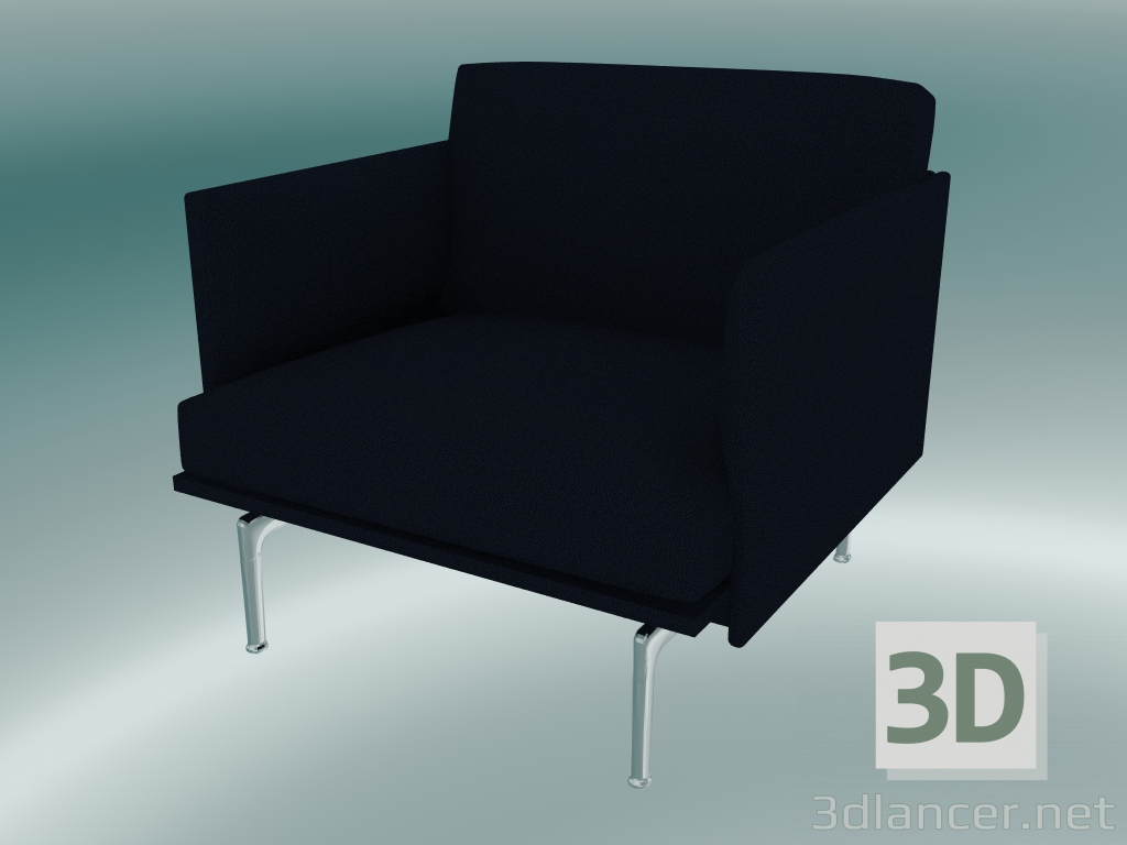 modèle 3D Chaise studio Outline (Vidar 554, aluminium poli) - preview