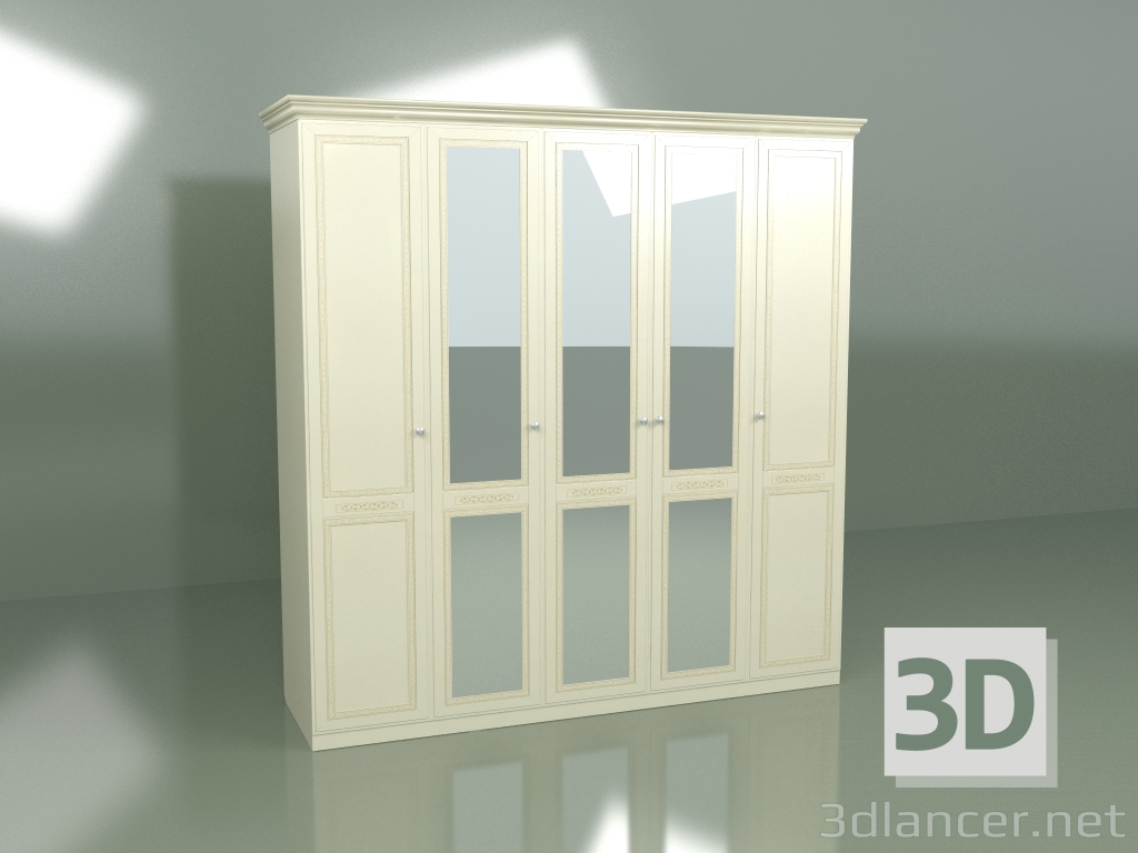 modello 3D Armadio 5 ante con specchio VN 1503-1 - anteprima