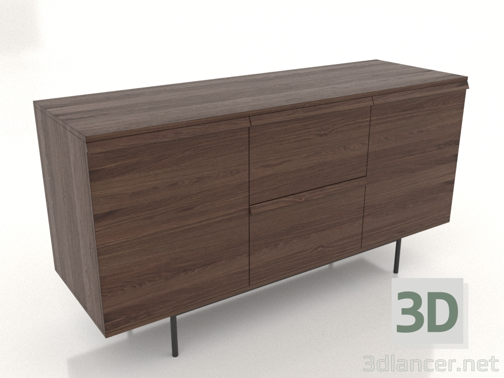 3d model Chest of drawers 2 METAL 1500x500x800 (dark walnut) - preview