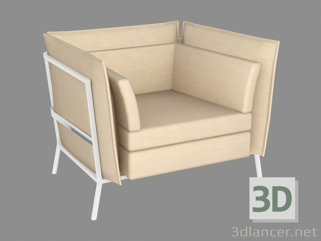 3d model Armchair in leather upholstery Basket - preview