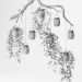 3d Wooden Branch with Plants in Pots and Candles model buy - render