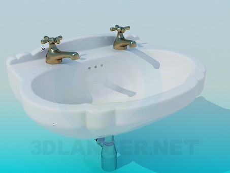 3d model Lavabo con dos grifos - vista previa