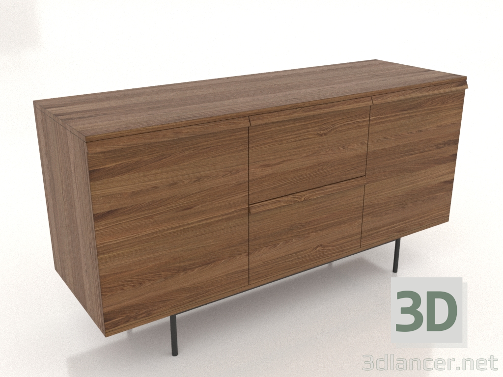 3d model Chest of drawers 2 METAL 1500x500x800 (light walnut) - preview