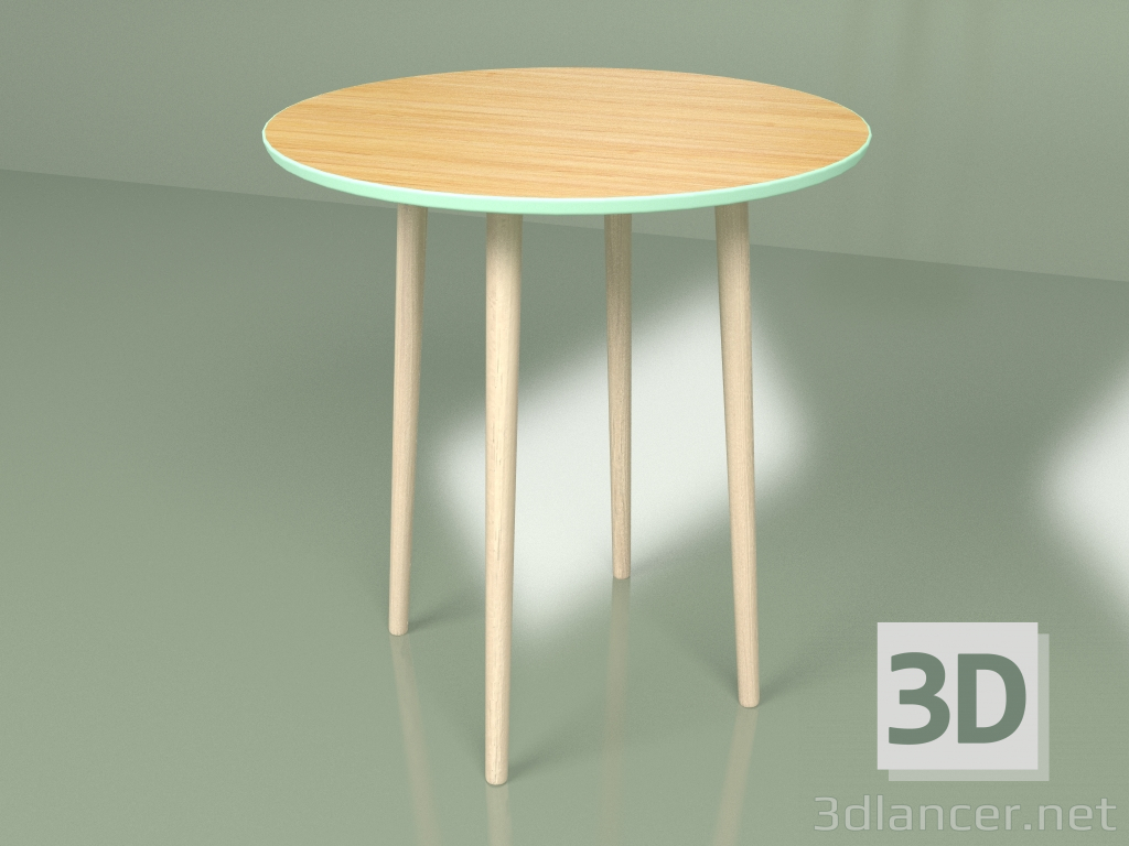 modello 3D Tavolo rotondo Sputnik 70 cm impiallacciato (onda del mare) - anteprima